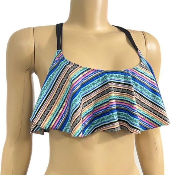 Victorias Secret Pink Swim Ruffle Bikini Top Removable Padding Racerback Xsmall - Picture 3 of 4